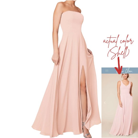 Dear Cleo Strapless Bridesmaid Dress Shell Pink Prom Dress Size 8 Wedding - Picture 1 of 8